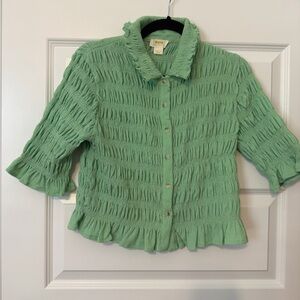 Maeve Anthropology Mint Green Textured Top